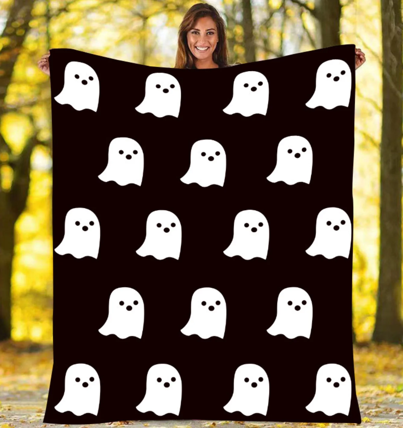 

Ghost Double Sided Blanket Halloween Party Decoration Flannel Office Sofa Cover Blanket