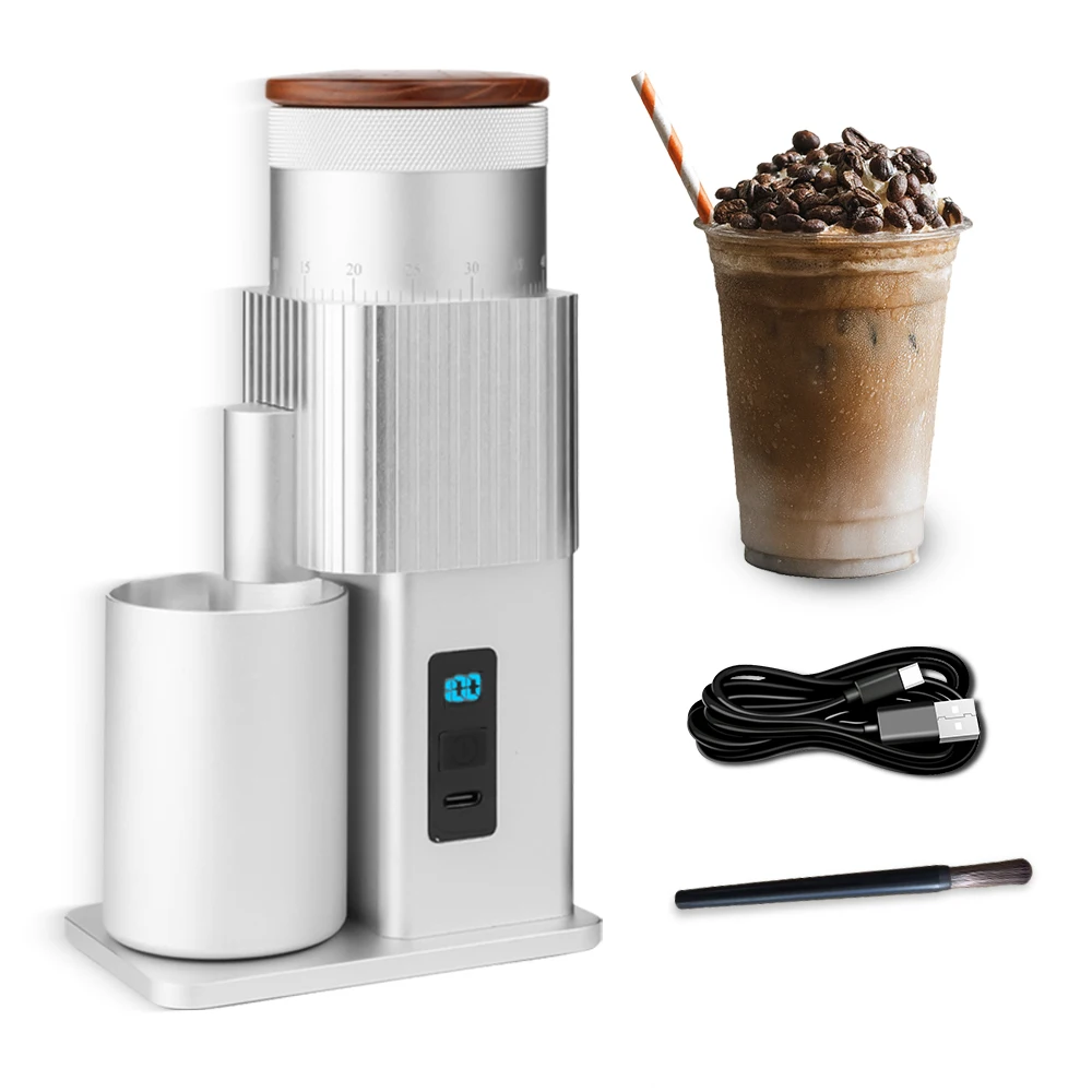 

Электрическая кофемолка CF WISDOM с регулируемым жерновами и подносом для сервировки кофе, портативная перезаряжаемая кофемолка, набор для дома