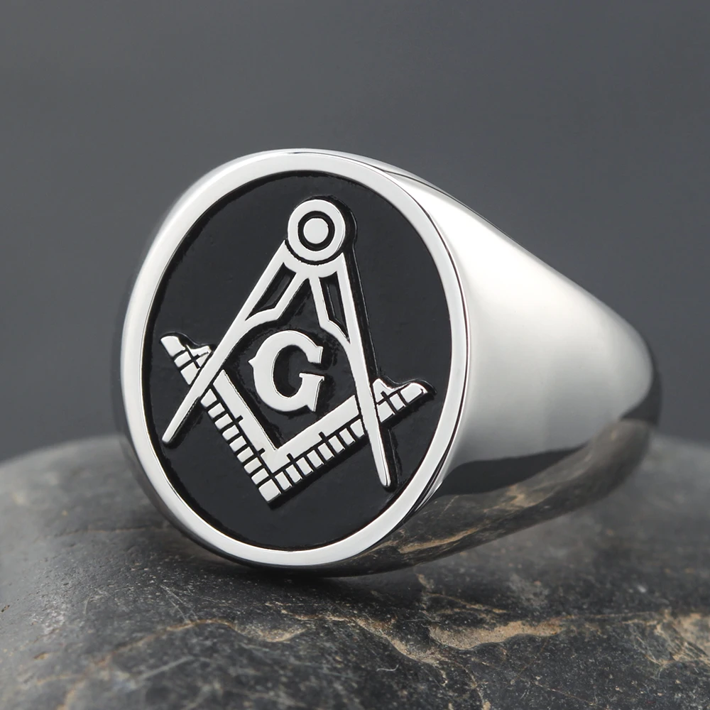 Secret Master Mason Compass Freemason Masonic Signet Soild Real Sterling Silver Ring