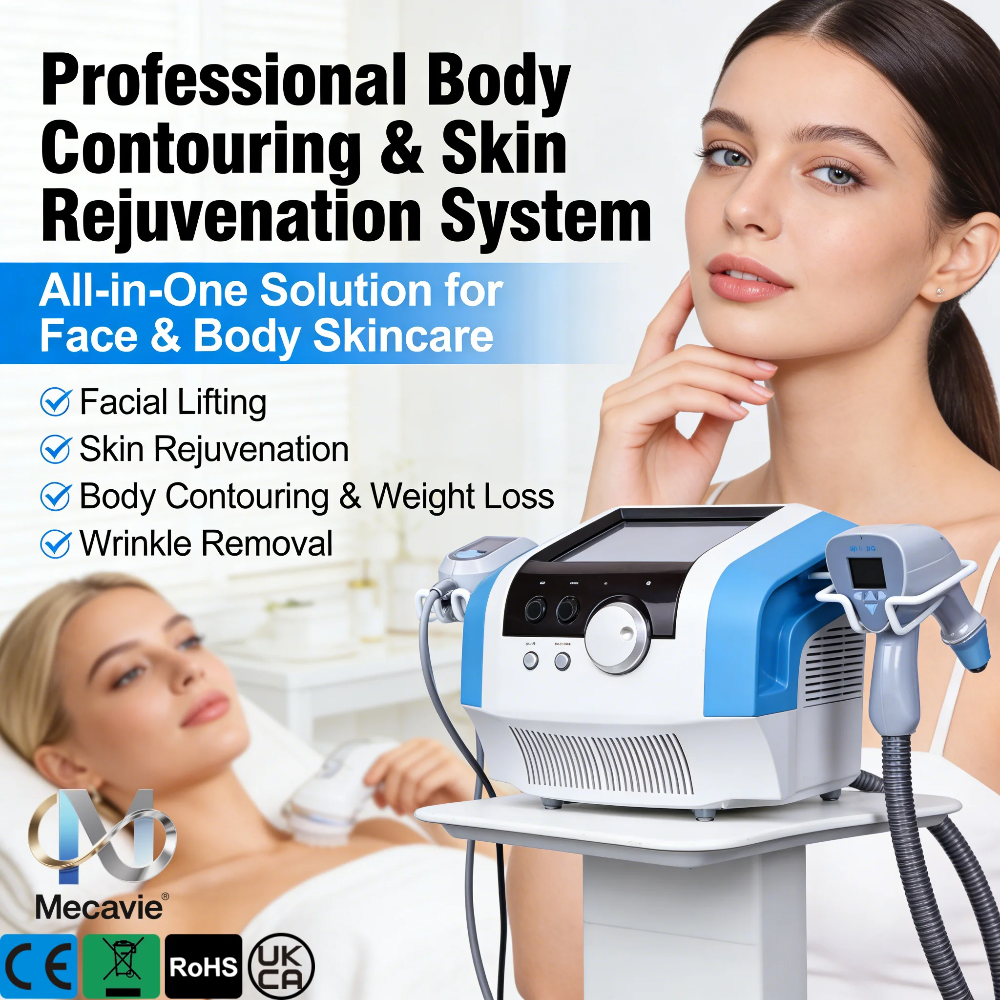 Professional Rf Ultra 2-In-1 360 Degree Beauty Device, Multifunctional Anti-Aging Fat Reduction Body Shaping Instrument, Face Lifting Skin Rejuvenation And Skin Tightening Nursing Machine Ideal For Commercial Beauty Salon And Personal Home Skincare Use