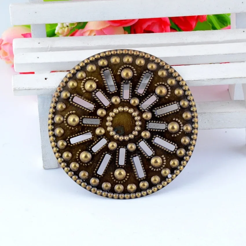 MIAOCHI 4 sztuk antyczny brąz filigran ustawienia Cabochon okłady złącza rzemiosło prezent dekoracje DIY ustalenia 60mm F0472 — zdjęcie 2