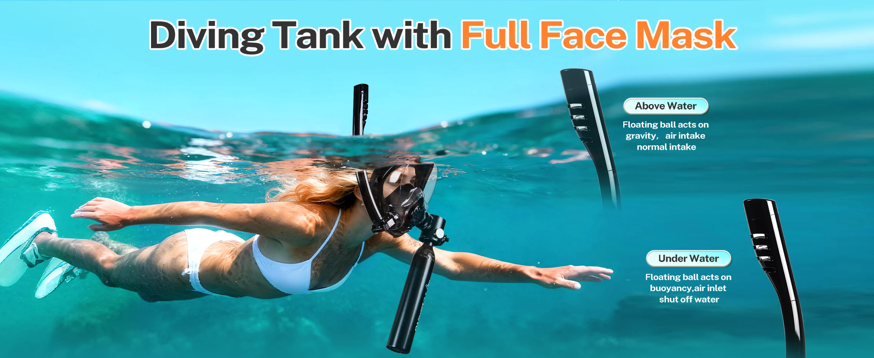TUDIVING-0,5L Tauchflaschen-Set mit Luftkompressor, Lungenflasche mit Tauchmaske, tragbarer Tauchflasche für Unterwassertraining – Detail 3