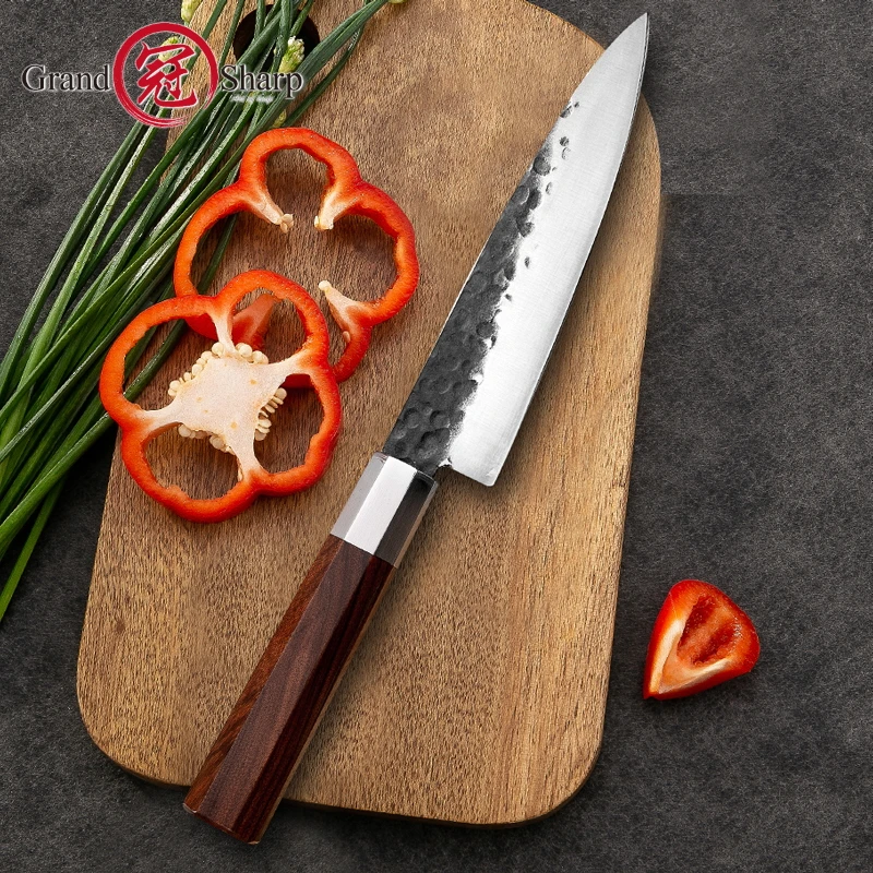 Handmade Chef Knife 5.6 inch High Carbon 4cr13 Steel Petty Utility Japanese Kitchen Knives Hammer Forged Home Tools Christmas