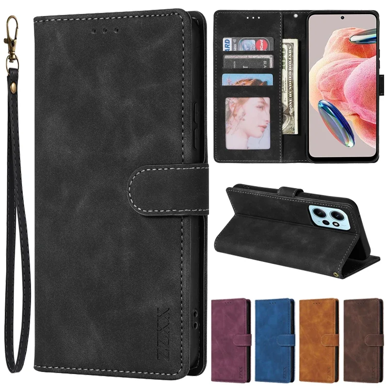 Portfel na karty Magnetyczne etui z klapką do Xiaomi Poco X7 X6 Pro X5 M5s C50 C40 X4 Pro M4 Pro X3 NFC F3 11T 12 Lite 12T — zdjęcie 2