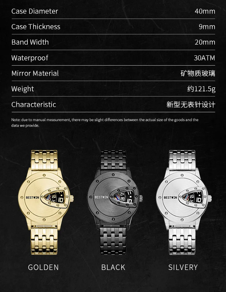 New Men Watches Sports Creative Design Dial Stainless Steel Band Waterproof High Quality Quartz Male Watch Reloj Hombre Gold