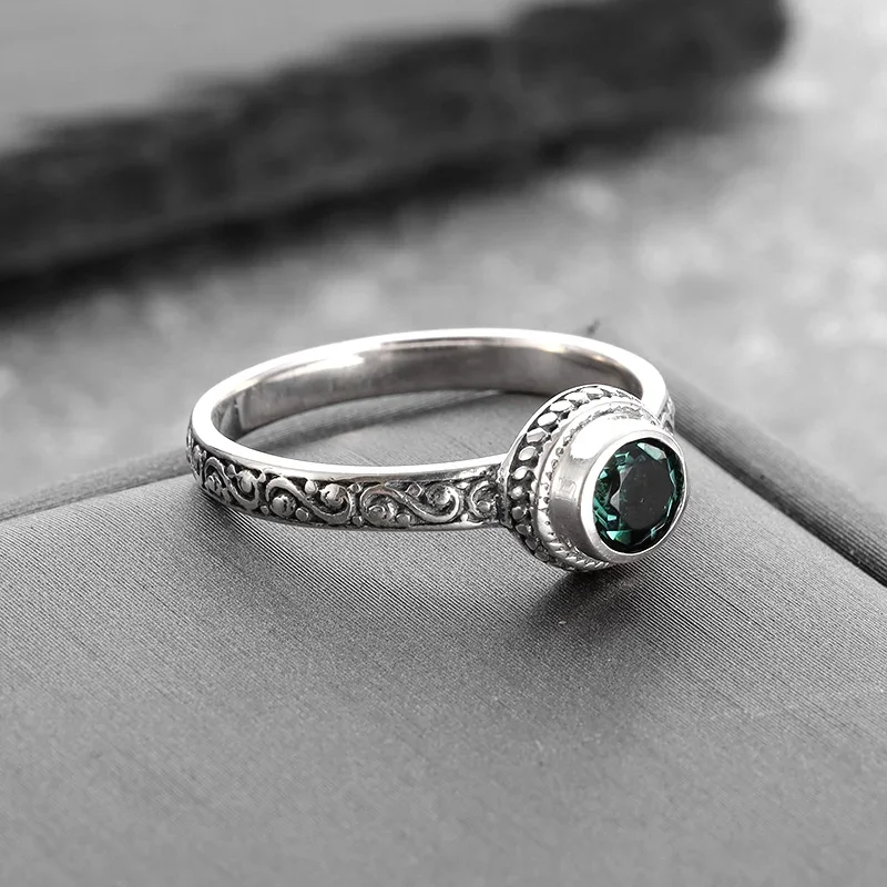 Exquisite Vintage grünen Zirkon Ring für Frauen einfachen Charme Bankett Party Geburtstag Jubiläums
