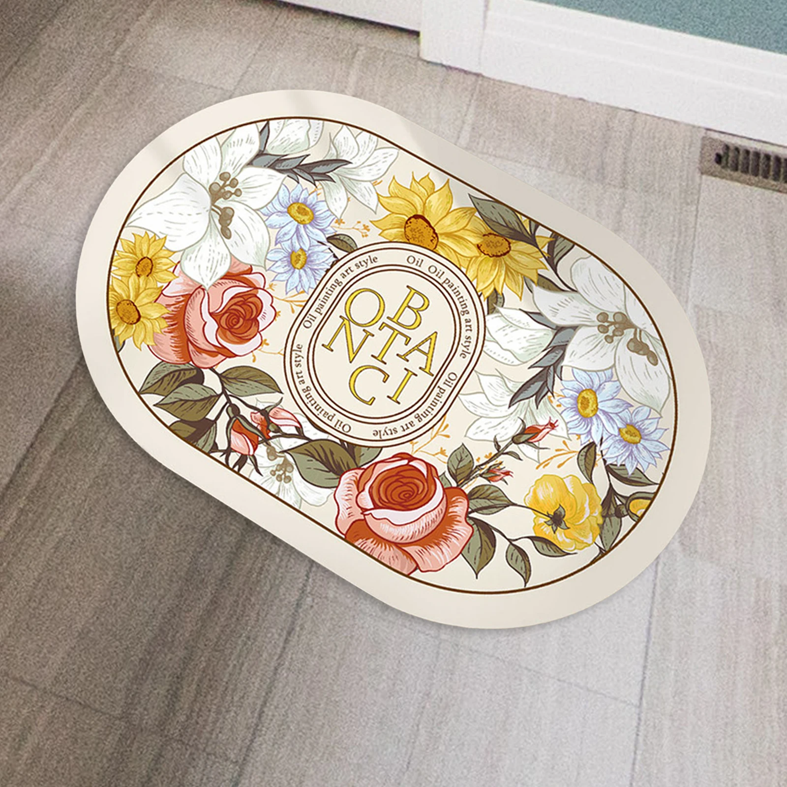 

Быстросохнущий нескользящий коврик для душа Коврик для ванной комнаты с резиновой спинкой Противоскользящий водопоглощающий мягкий удобный овальный коврик для ванной для дома