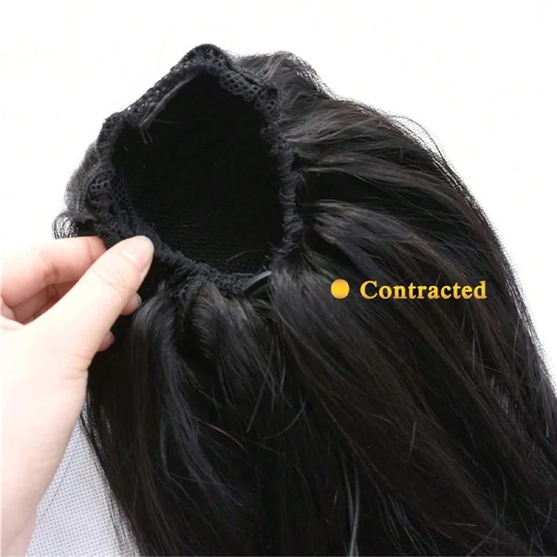 Drawstring Straight Ponytail Natural Black Virgin Human Hair Extensions Long Hair Top Quality Ponytail For Women Hair Extensions