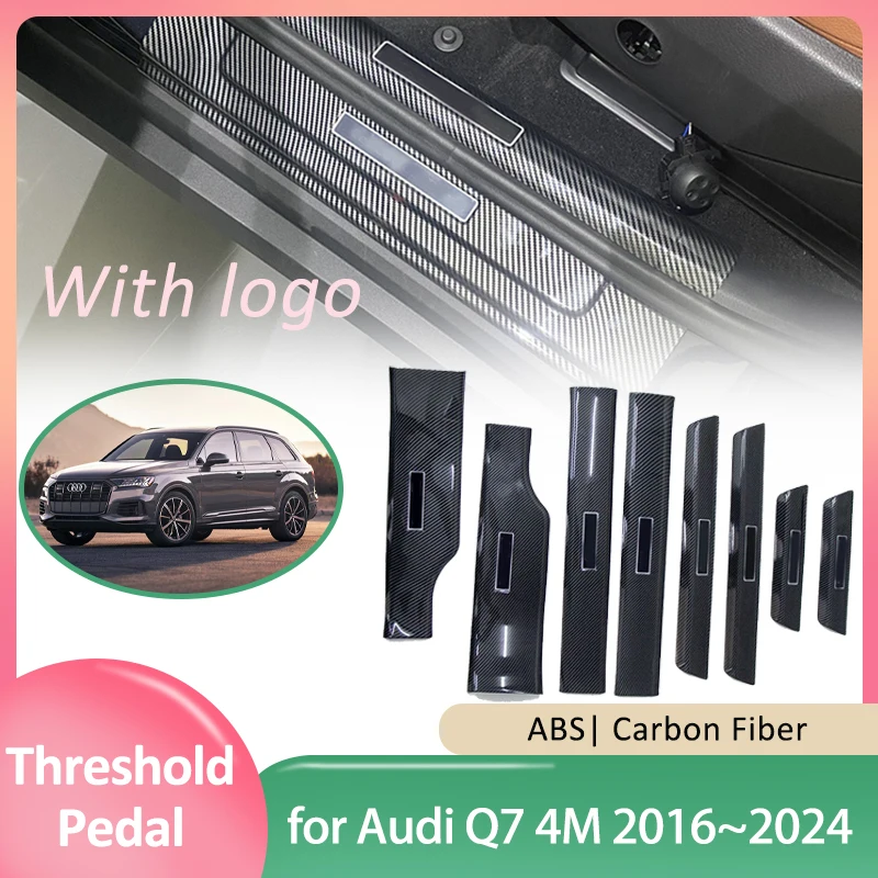 Car ABS Door Sill Scuff Plate for Audi Q7 4M 2016~2024 2017 Guards Welcome Pedal Threshold Trim Strips Cover Sticker Accessories