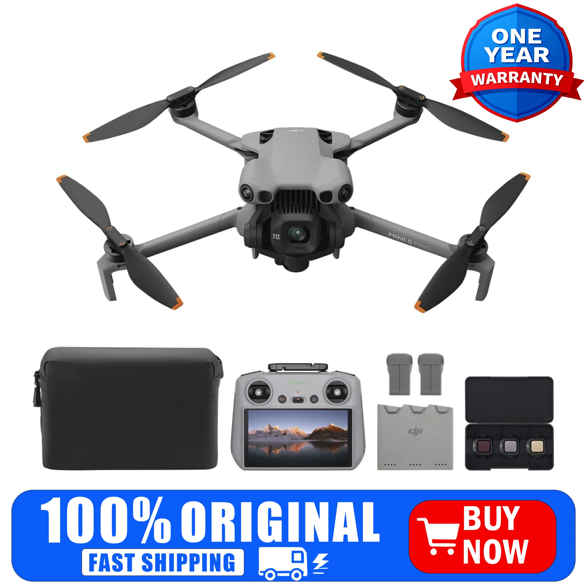 DJI Mini 5 Pro Combo Plus (RC 2 Included), 4K Aerial Camera Drone with 1-Inch CMOS, Omnidirectional Obstacle Sensing, Smart Tracking