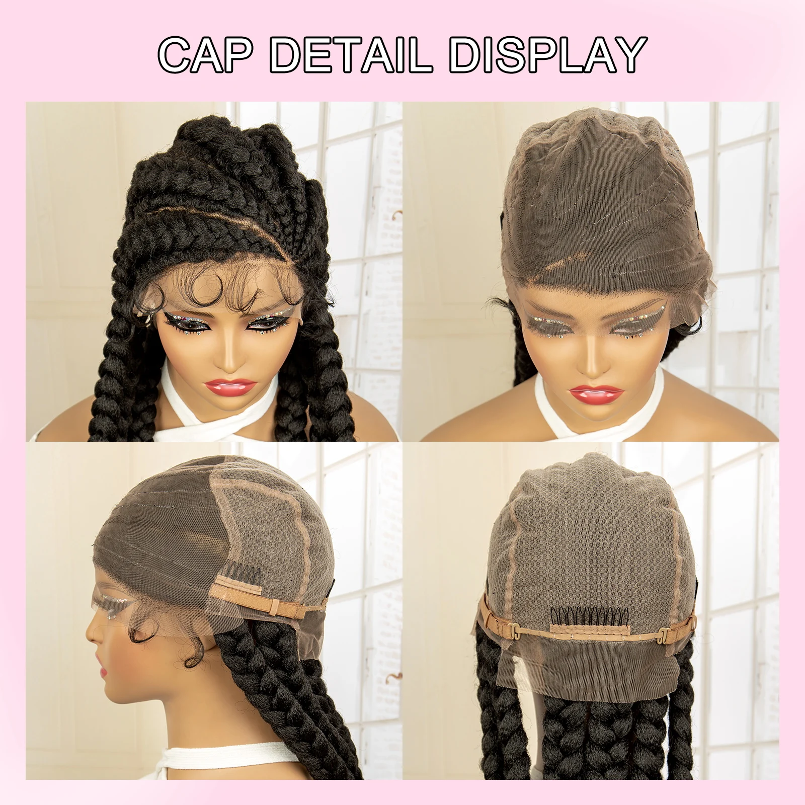 36 inches Synthetic Full Lace Wig for Black Women Braided Wig Lace Frontal Glueless Box Braids Wig Women Synthetic Braided