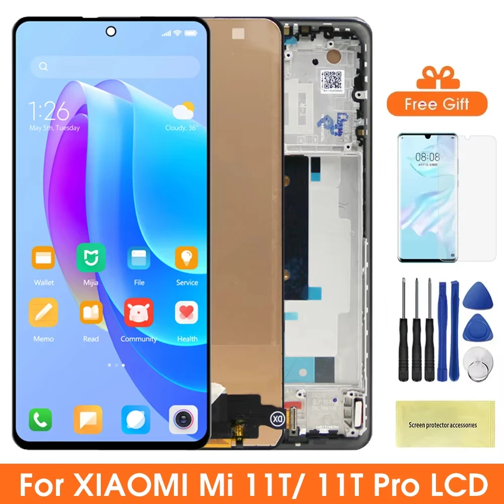 

100% Tested 6.67" For Xiaomi Mi 11T Pro LCD 2107113SG Display Touch Screen Digitizer Assembly for Xiaomi 11T Screen replacement