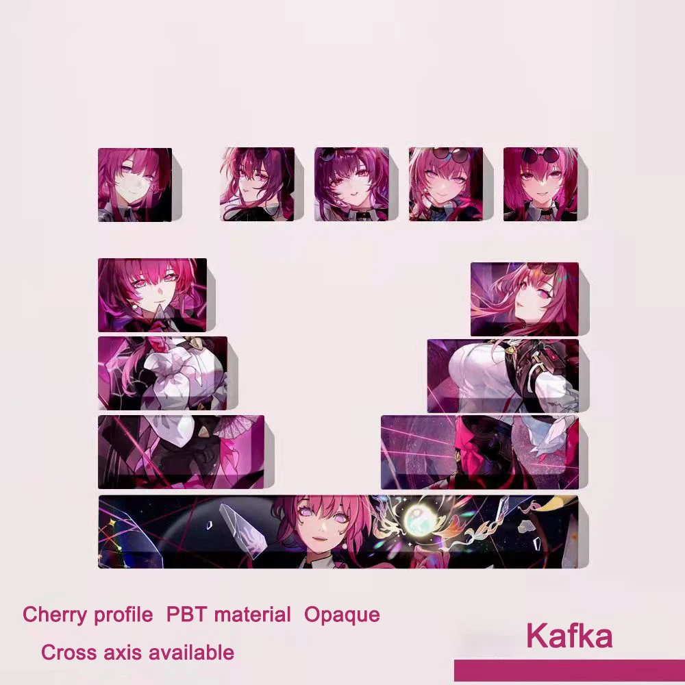 Honkai Impact 3 PBT Keycap, perfil de cereza para teclado mecánico, sublimación de tinte, lindo Anime, juegos, retroiluminación, bricolaje, juego de tapas de 12 teclas