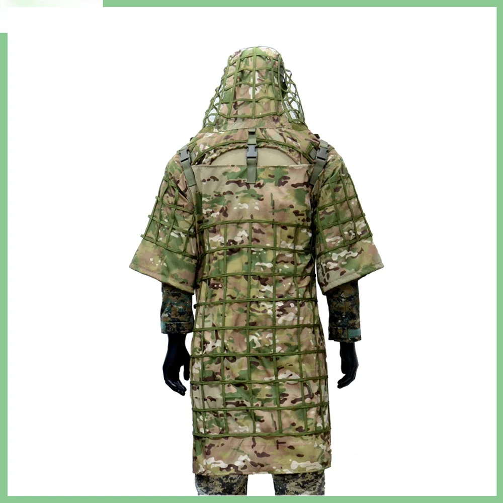 Podstawa do kombinezonu kamuflażowego, poncho kamuflażowe, podstawa do ubrań myśliwskich, peleryna z kapturem Sniper Viper do airsoftu i paintballa. — 2