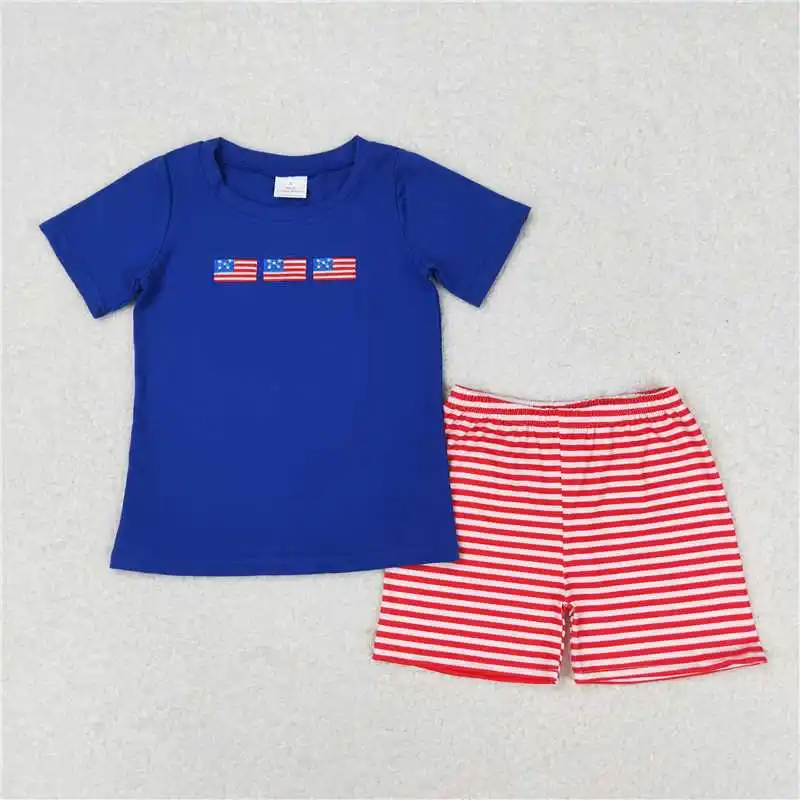 Summer Fashion Match Baby Girls Boys 4th Of July Flags Sibling Clothing Sets Wholesale Boutique Fashion Children Clothes