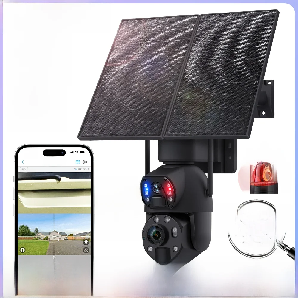 36x Zoom 20w Solar batterie rot blau Alarm Flutlicht ptz Kamera 4g Überwachungs kamera Solar kameras