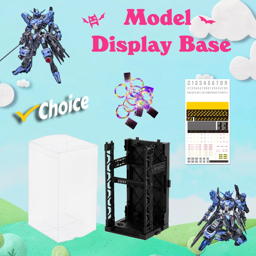 Figure Model Storage Box with Light,Dust Cover& sticker Interlocking Organizer Stackable for LEGO,Anime Models,Gundam Models