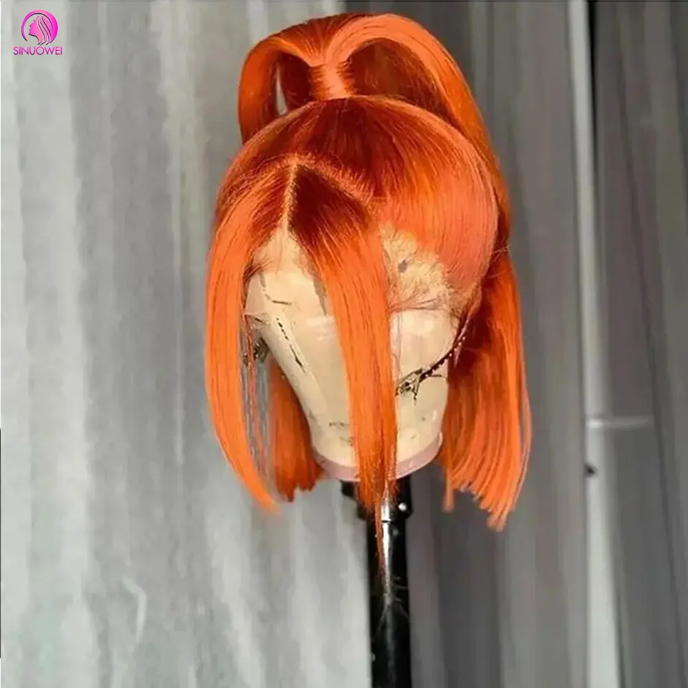 Ingwer kurze Bob Spitze Front Perücken 13x4 transparente Spitze Frontal Perücke indisches Menschenhaar orange Spitze Frontal Perücke für Frauen Perücke