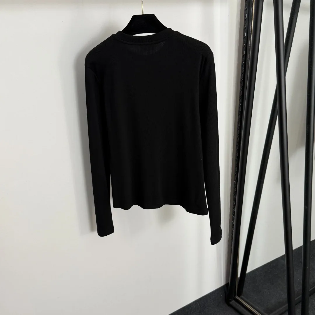 

2025 New T-shirt Solid Long-sleeved O-neck Fashionable Versatile Slimming Figurehugging Spring summer