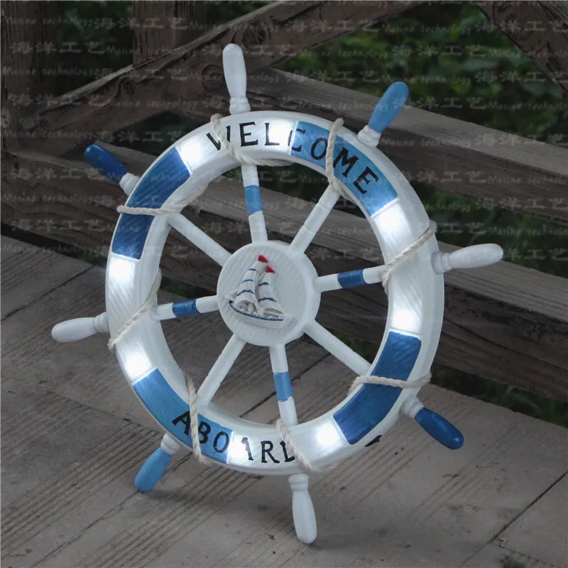 Ship Wheel Hanging Wall Decor Wood Steering Pirate Maritime Ornament Rudder as Wonderful Hanging Decoration Home Study Room