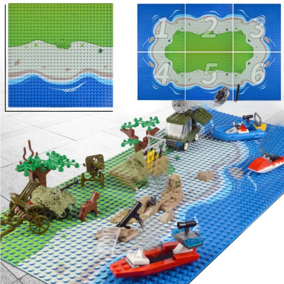 32x32 Dots Eiland Grasland Stijl Bodemplaat Onderdelen voor Stad Militaire Soldaat Figuren Moc Bouwstenen Bricks scène Kinderen Speelgoed - afbeelding 2