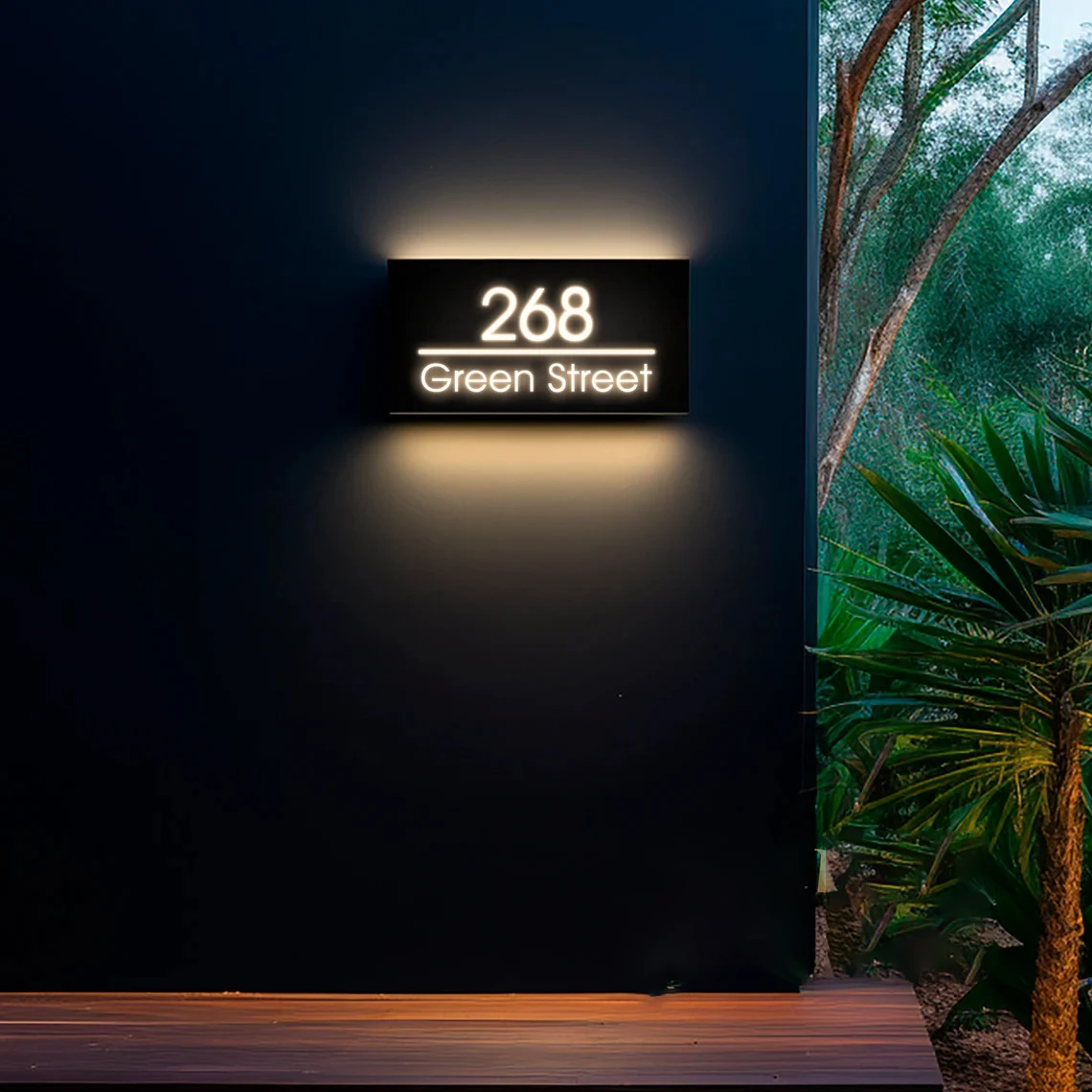 Imagem -05 - Sinal de Número de Casa Moderna Personalizada Sinal de Endereço Número Iluminado Números de Porta Presente de Casa Nova