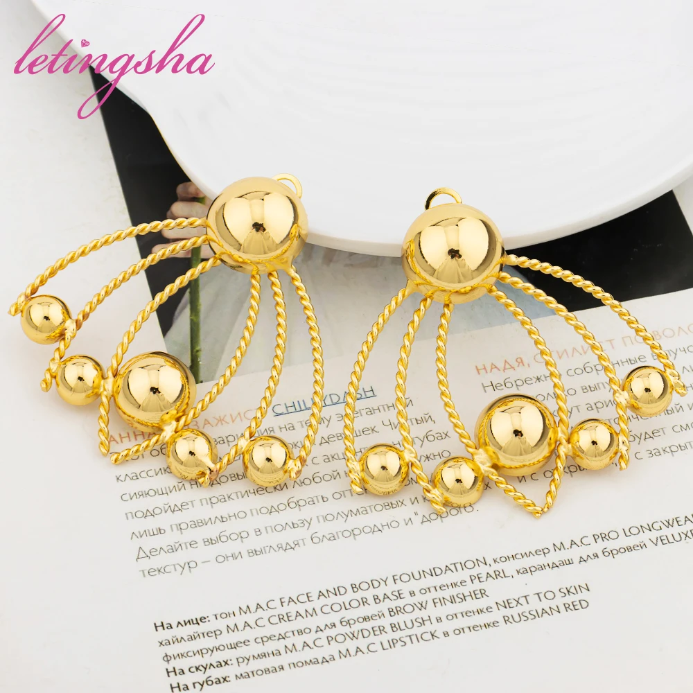 Dubai Gold Plated Jewelry Earrings Set Banquet Drop Women Lady Luxury Big Earrings for Girls Golden Hoop Earrings
