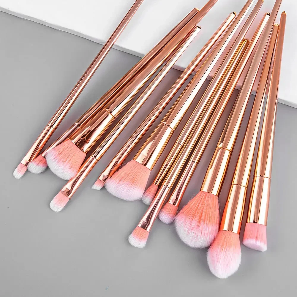 Ensemble de pinceaux de maquillage en or Rose de 12 pièces, pinceaux professionnels pour fard à joues/ombre à paupières/surligneurs, outils de beauté pour sourcils et visage