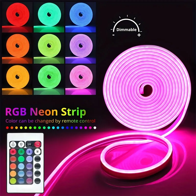 Neon Light RGB LED Strip 5V USB 1M Remote Control Tape Room Decor 108Leds/M TV Backlight Waterproof SMD 3535 Flexible Tape Light