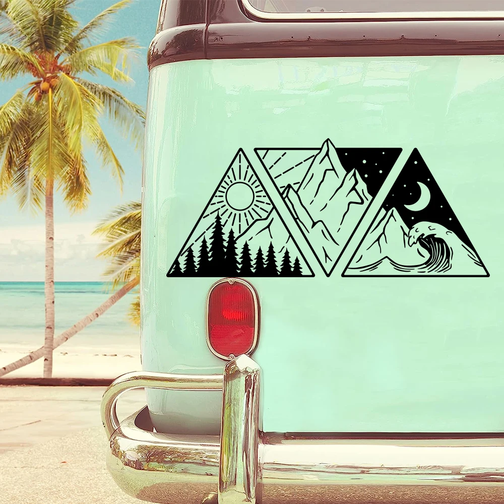 ملصقات مموجة مائية لجبال الغابات في السيارة للعربة ، وفان ، وبيت متنقل ، وسيارات الدفع الرباعي ، والبيك اب ، والبضائع ، والقافلة ، وشارات ، وملحقات ضبط السيارات
