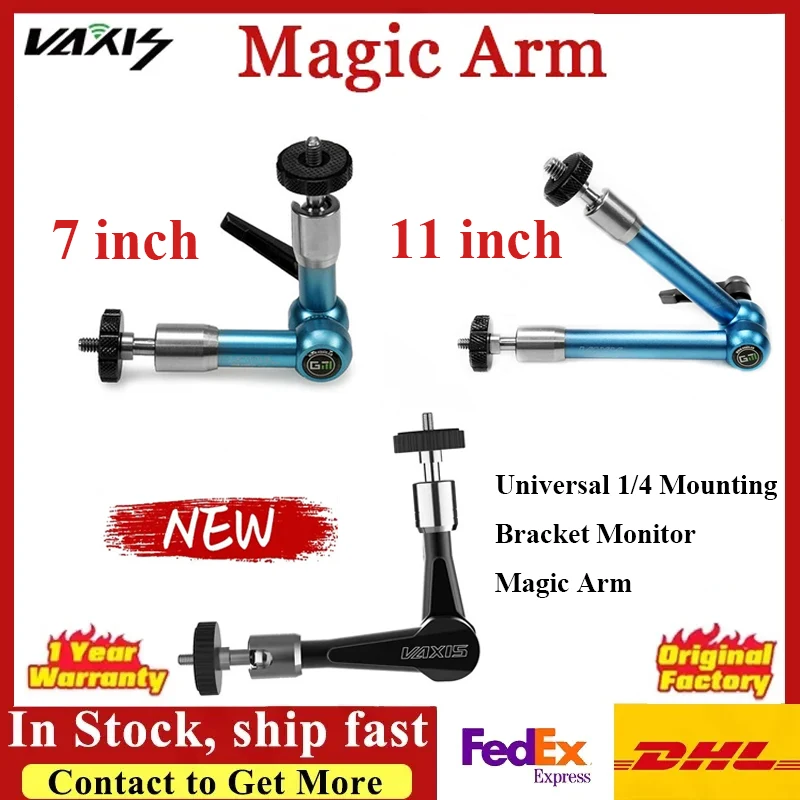 VAXIS 7inch 11inch Magic Arm Noga Arm 1/4 3/8 Mount Articulating Adjustable Friction Arm for Camera Monitor Video Transmission