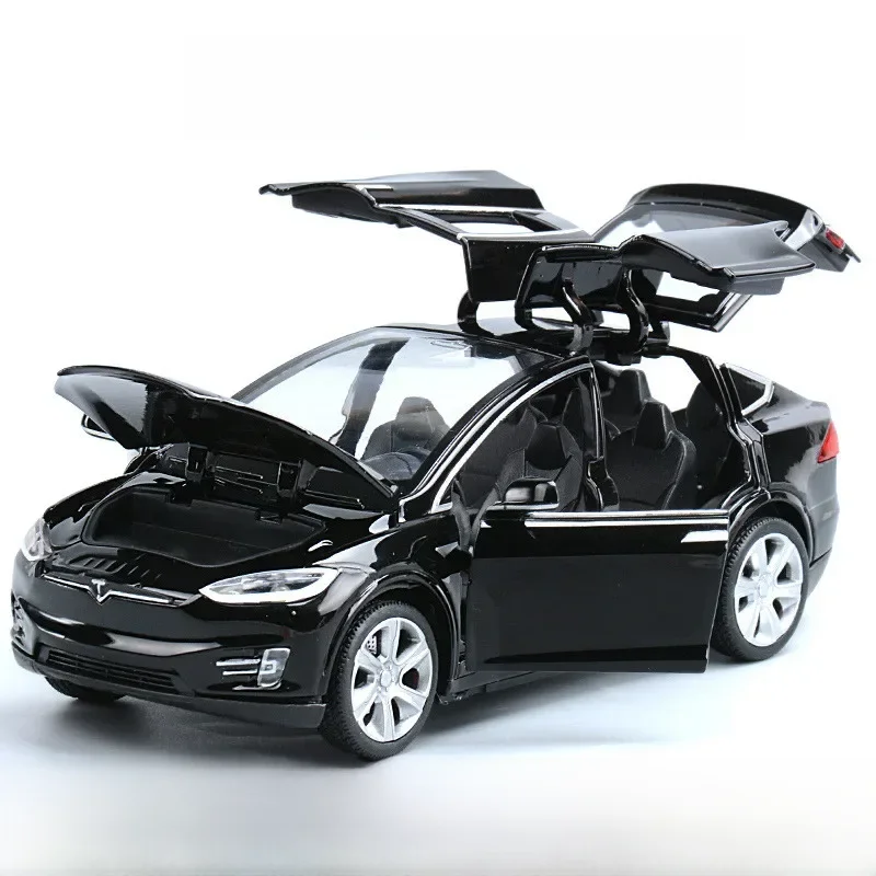 Hoge Simulatie 1:32 Tesla Model X 90 Gelegeerd Automodel Diëst Speelgoedvoertuigen Speelgoedauto 'S Jongen Speelgoed Speelgoed Speelgoed Speelgoed Terugtrekken Knipperend Geluid Kid Cadeaus - afbeelding 2