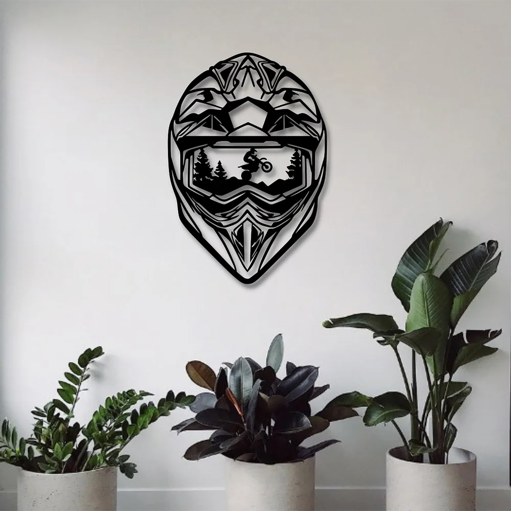 Metal Wall Art - ''Biker Helmet'', Biker Wall Art, Motorcycle Wall Art, Home Decor, biker Gift, Motorbike Wall Art, Aesthetic