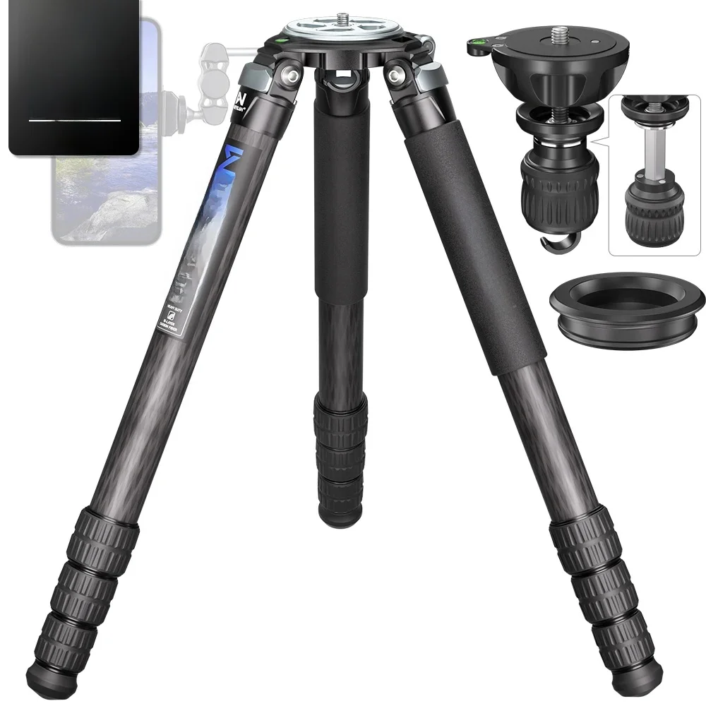 Wey Teknik LX9 Profesjonalny, wytrzymały statyw z włókna węglowego do lustrzanki cyfrowej 10-warstwowy maksymalny 40 mm bardzo stabilny adapter do miski 75 mm — zdjęcie 2