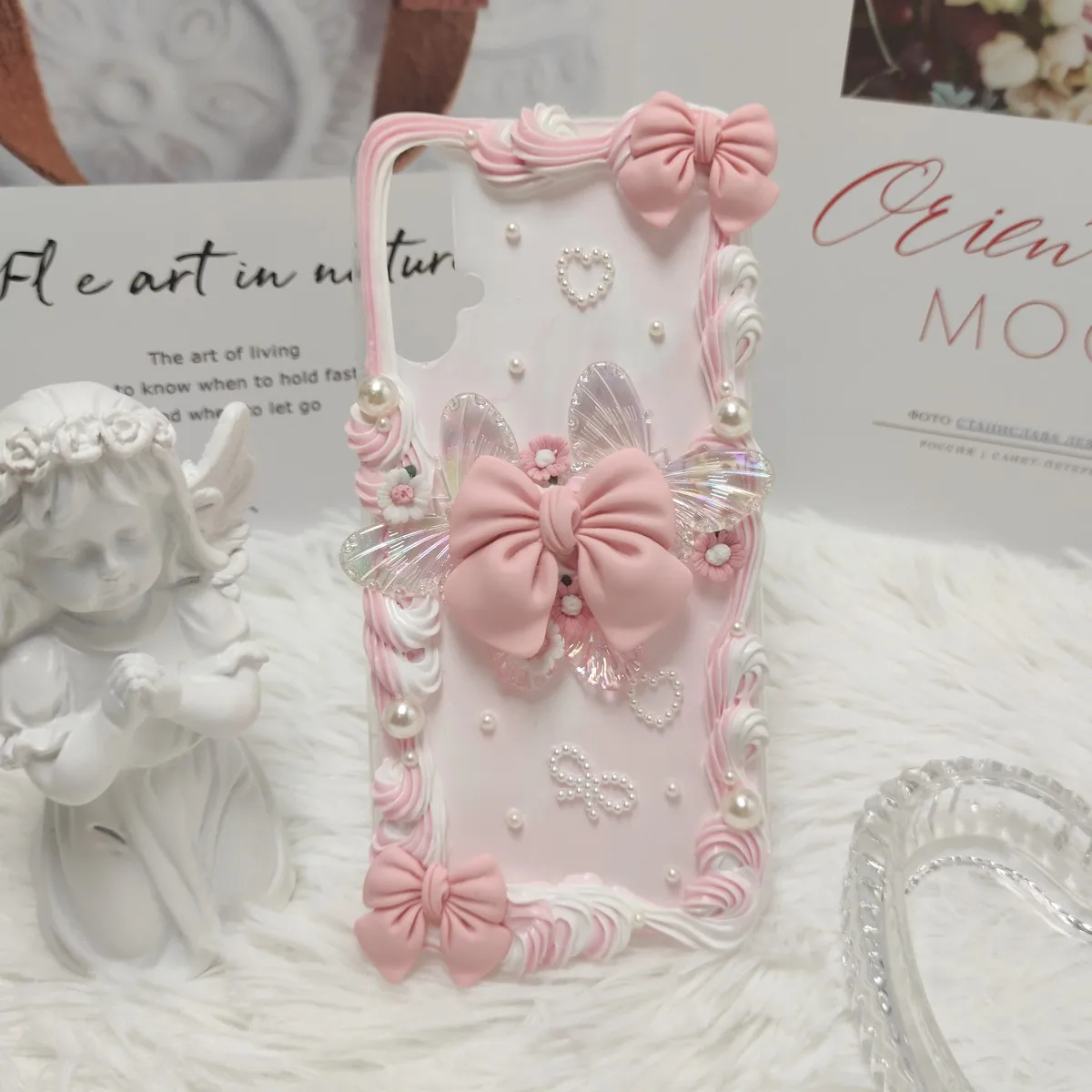 DIY Cace Fairy powder bow cream glue mobile phone case custom 13 12 diy  finished product for iphone vivo Huawei oppo - AliExpress 202192403