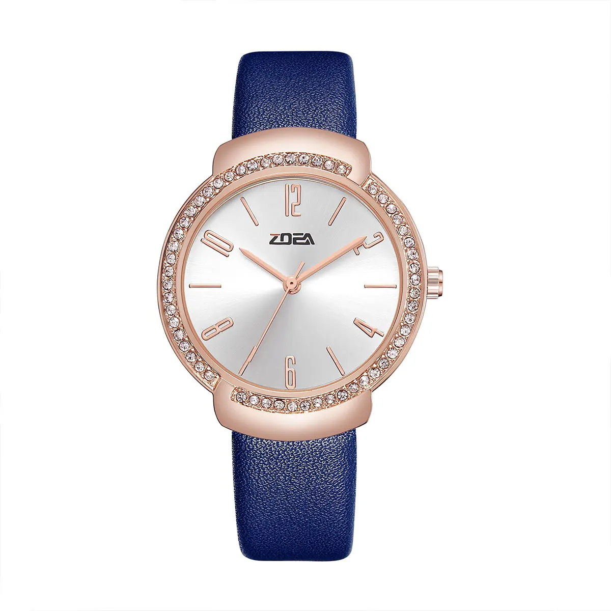 

ZOEA Women's Watch Rose Gold Rhinestone Bezel Soft Leather Strap 30M Waterproof Casual Ladies Quartz Wristwatch EP1104