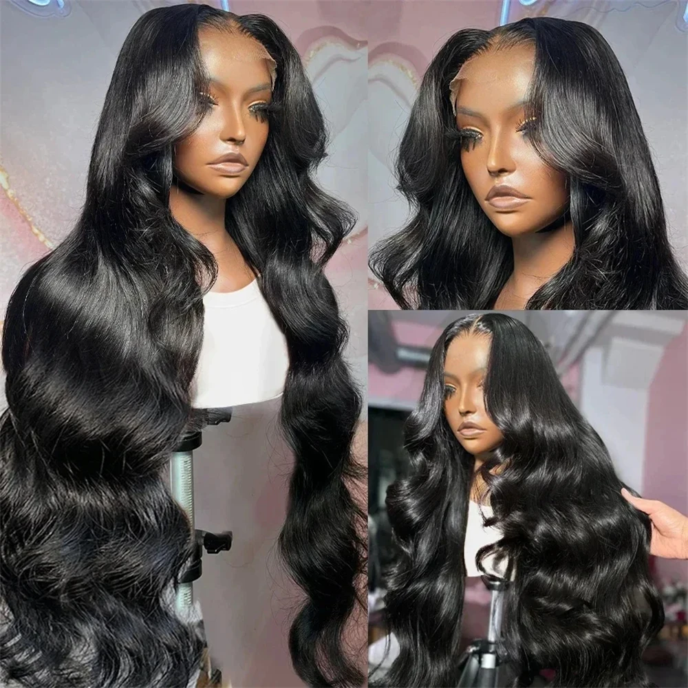 Body Wave Lace Front Wig 13x4 Preplucked 30 Inch Curly Human Hair Transparent  Lace Frontal Wig 180 Density Brazilian Wavy Wigs