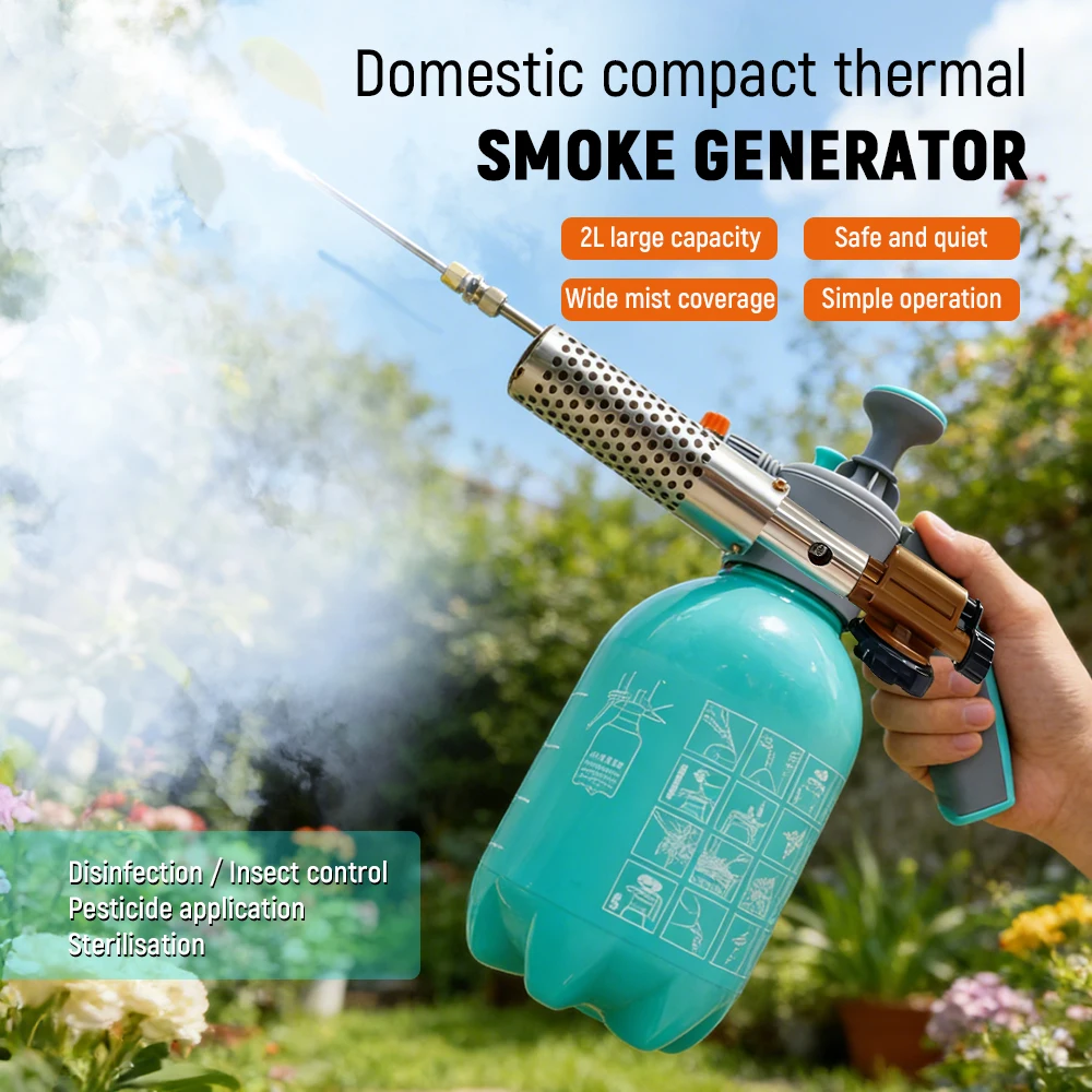 2L Portable Thermal Fogger Handheld Sprayer Pressure Fine Mist Atomizer for Garden Pest Control Sewer Disinfection Sterilization
