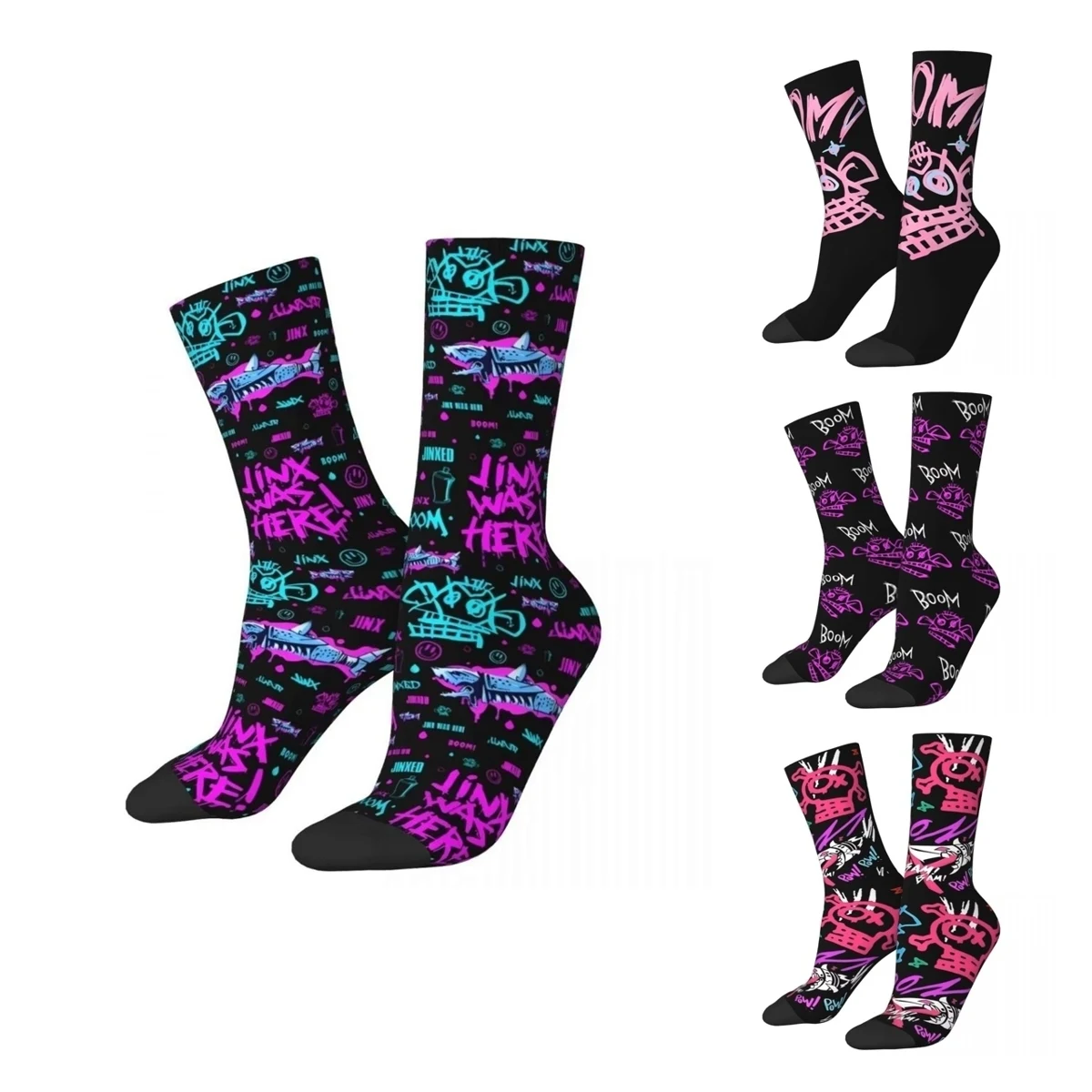 New Male Men Socks Casual Jinx Arcane Sock Polyester League Battle Game Legends High Quality Women Stockings Summer Winter