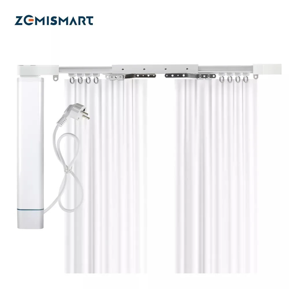 Zemismart Tuya Zigbee 3.0 Electric Curtain Motor with Customized Track RF Remote Control Alexa Google Home Voice Control Timer