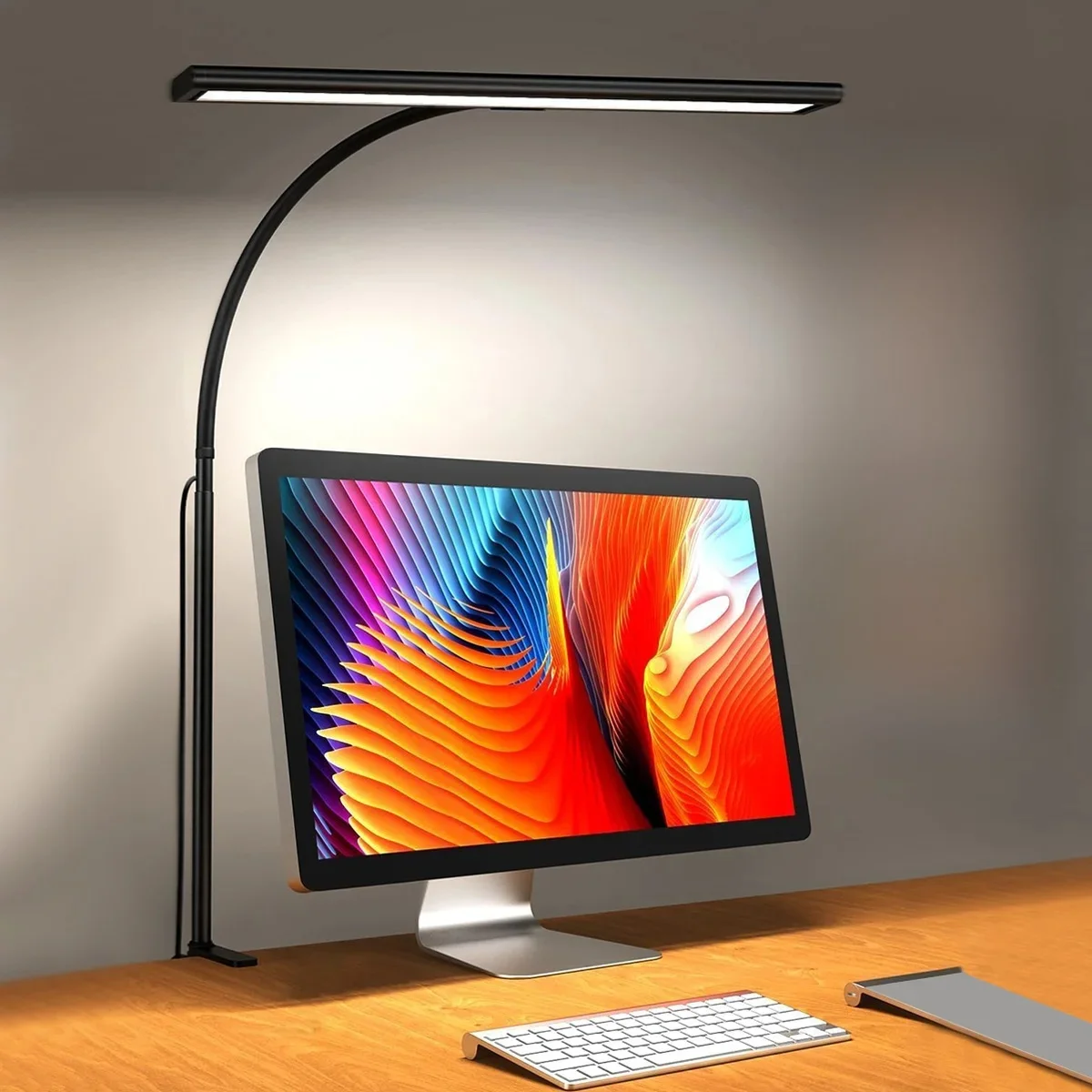 Lampa biurkowa LED do domu biurowego, pielęgnacyjna lampa biurkowa z bezstopniowym przyciemnianiem, regulowana, elastyczna gęsia szyja i kolor światła — zdjęcie 2
