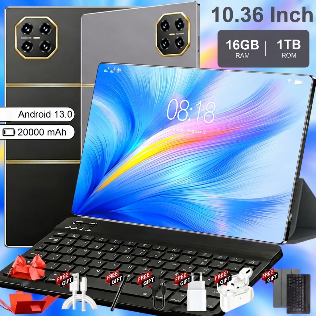 Tableta Android de alto rendimiento 2026, pantalla de 10,36 pulgadas, batería de 20000 mAh, almacenamiento de 16 GB + 1 TB, procesador de