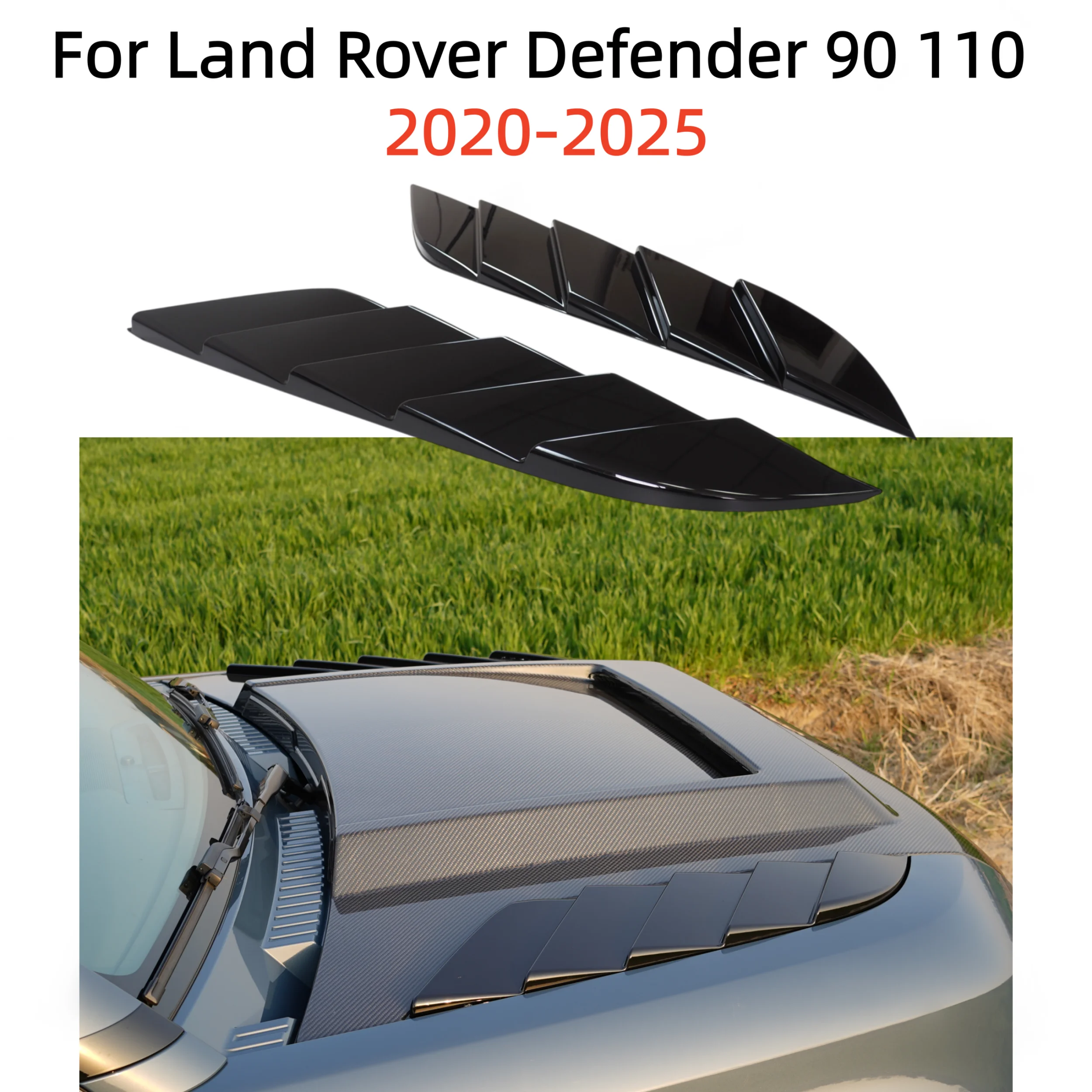 2PCS Auto Spare Bonnet Trim Panel For Land Rover Defender 90 110 L663 2020-2025 4x4 Off-Road ABS Hood Vent Covers Scoop Trim