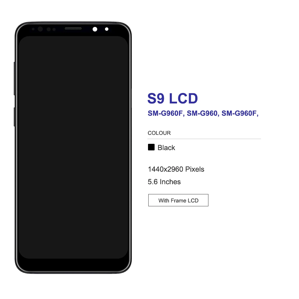 Tested Display With Frame For SAMSUNG S9 LCD G960 G960F SM-G960F Display Touch Screen Digitizer Assembly Replacement