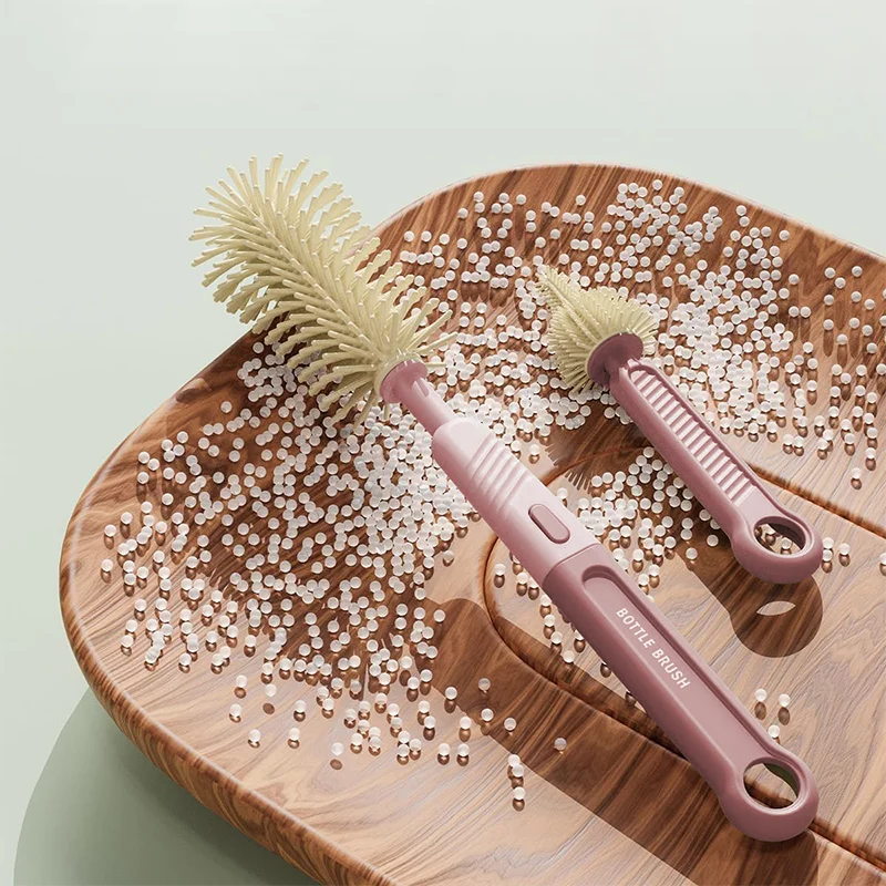 Conjunto de escova de garrafa de silicone multiuso-livre BPA, dobrável, para mamadeiras, copos, canudos, adequado para viagens, máquina de lavar louça Sa