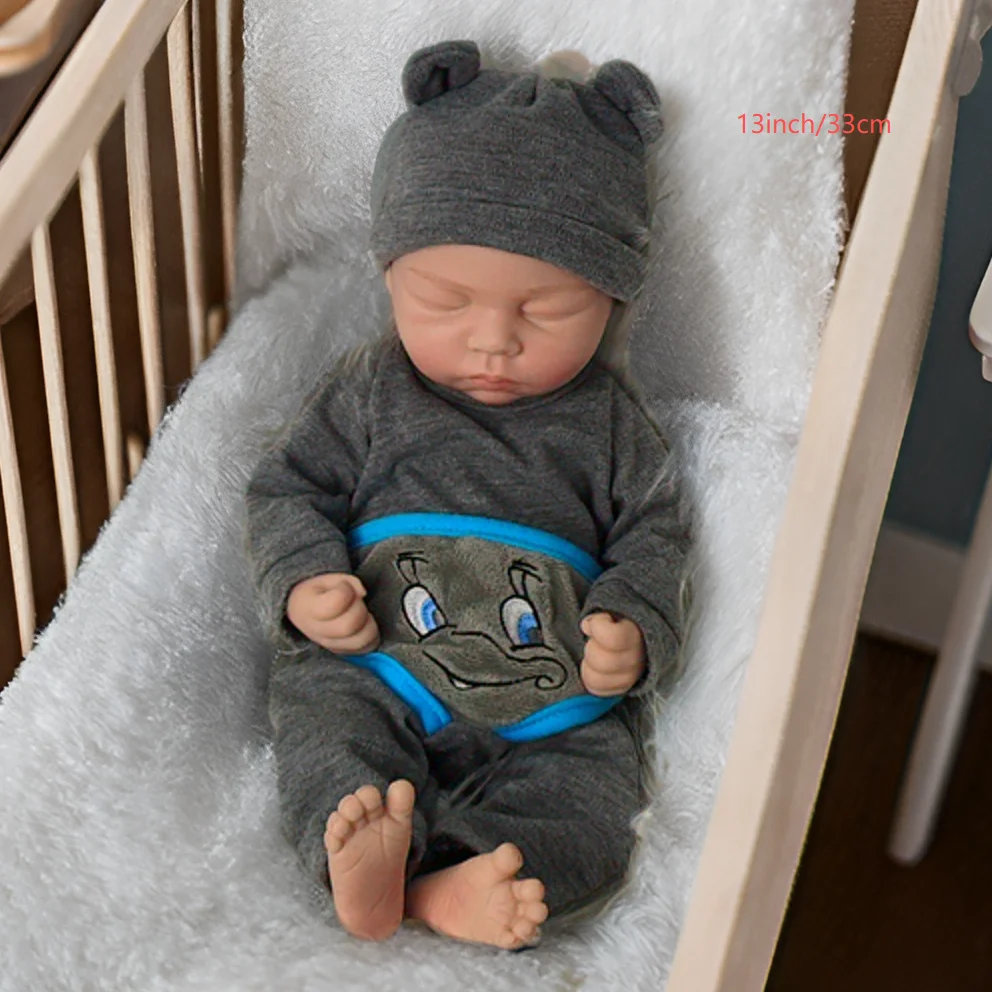 13 inch realistische reborn babypoppen siliconen full body, echte babypoppen slapen zacht lichaam pasgeboren babypoppen
