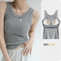 Modal Ribbed Camis with Built-in Padding Women Sleeveless Undershirt Summer Solid Color Outerwear Concealing Side Cleavage C4876 - Image 4