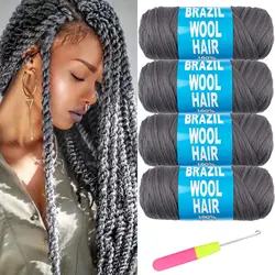 Synthetic Wool Hair Extension For Women African Low Temperature Senegalese Twist Faux Locs Wraps Jumbo Crochet Braiding Hair