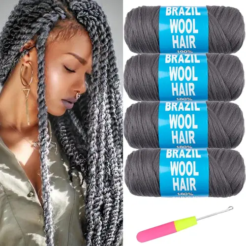 Imagen 1 del producto Extensión de cabello de lana sintética para mujer, envoltura de cabello trenzado de ganchillo Jumbo, giro senegalés de baja temperatura, africano