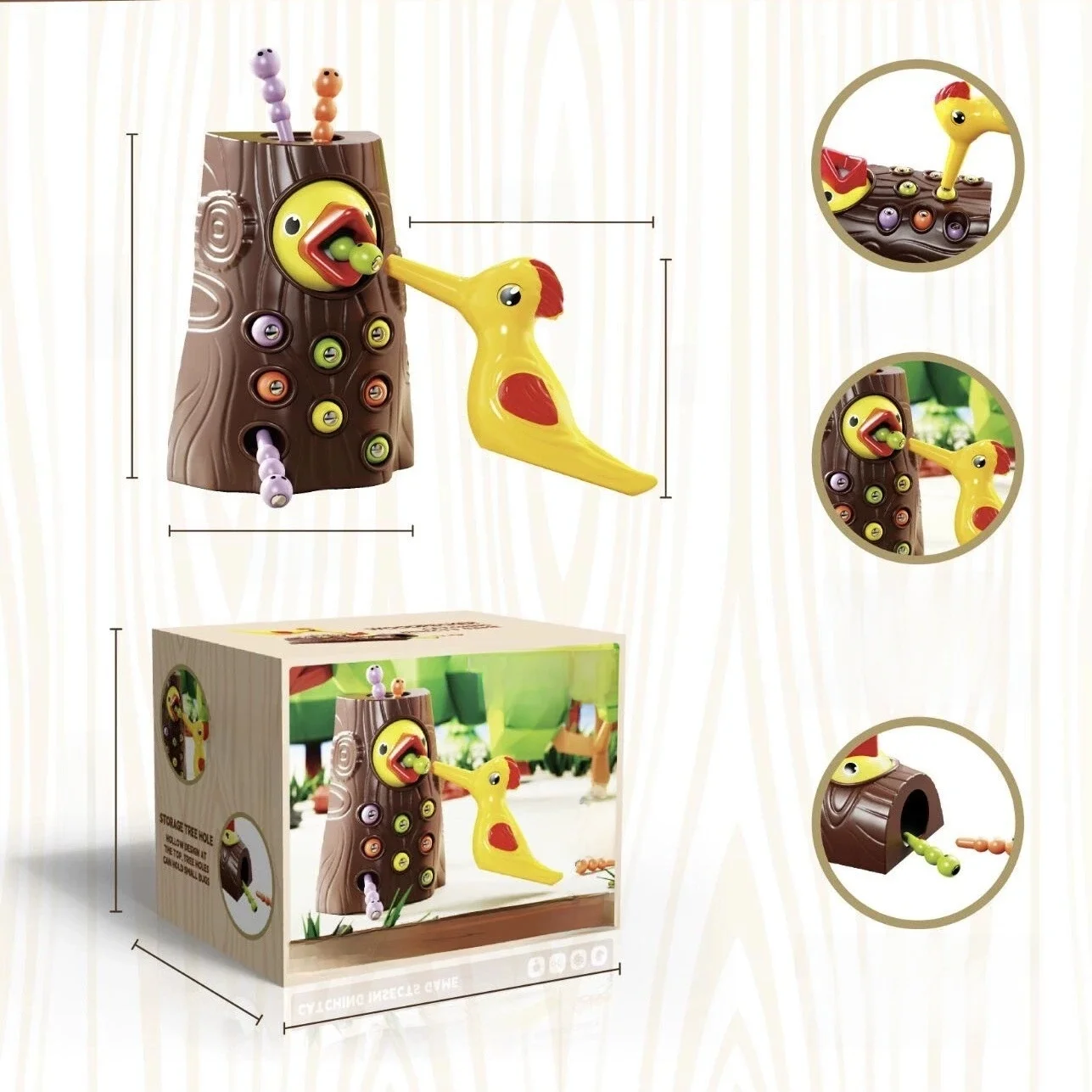 Puzzle pic magnétique pour enfants, éducation précoce, capture d'oiseaux, insectes, jouet interactif parent-enfant